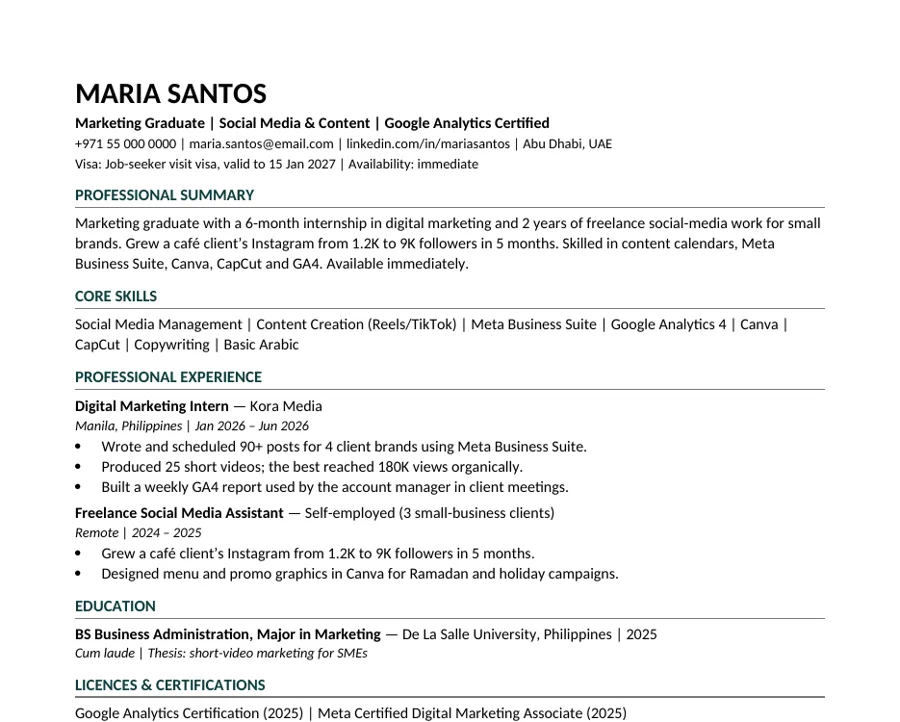 Sample template from the pack